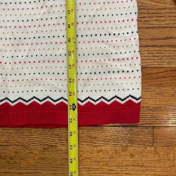 Talbots Women's Sz L Lambs Wool Blend Sweater Fair Isle White Red - Picture 9 of 10